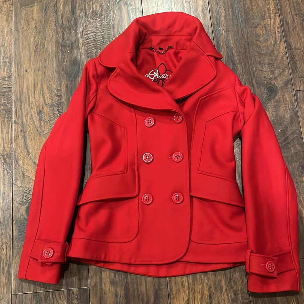 Guess Women's Bold Red Peacoat